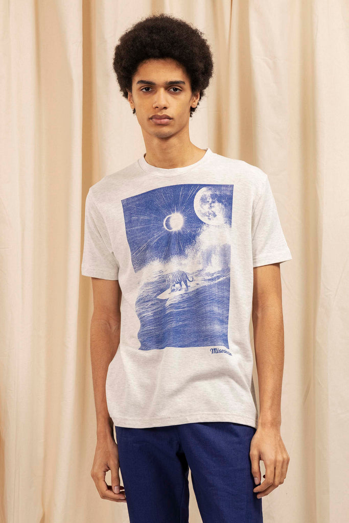 Tee-Shirt Mario Tigre Piqué Gris ligne structurée, tendance sporty, miser sur le confort