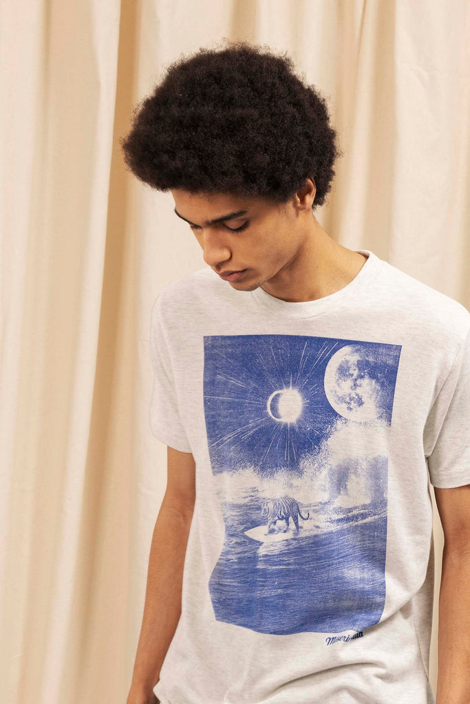 Tee-Shirt Mario Tigre Piqué Gris ligne structurée, tendance sporty, miser sur le confort