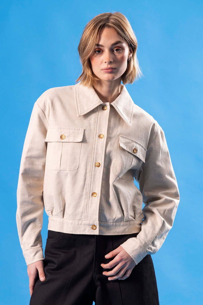 Veste Dalia Champagne création et engagement social valorisant le savoir-faire local et unique