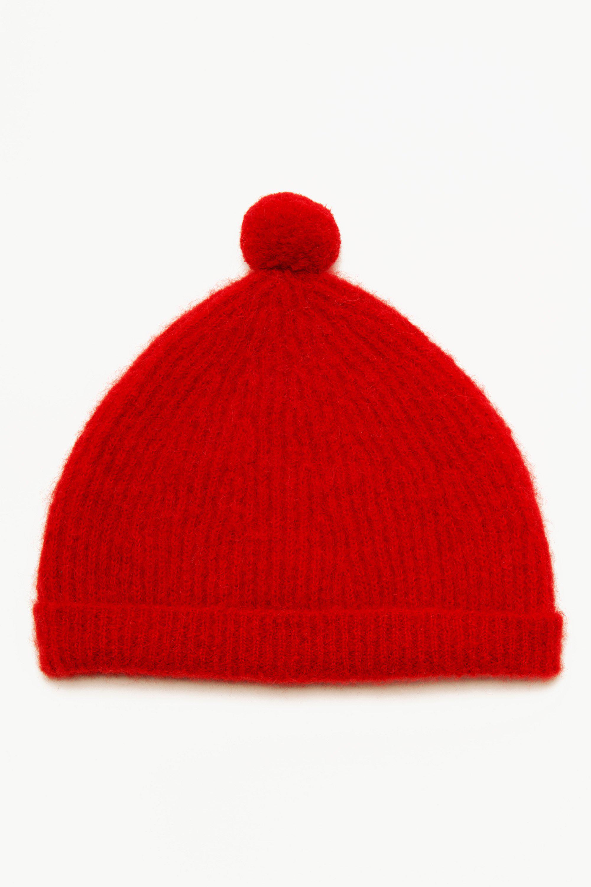 Bonnet Lija Pompon Rouge bonnet ultra doux tricoté en alpaga misericordia bonnet chaud et doux à porter en laine Baby Alpaga du Pérou pour Homme et Femme