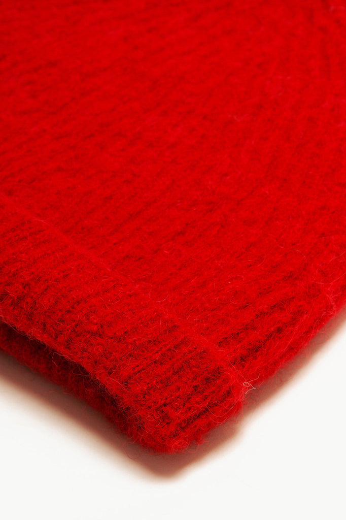 Bonnet Lija Pompon Rouge couvre-chef en matière durable cosy pour un style hipster